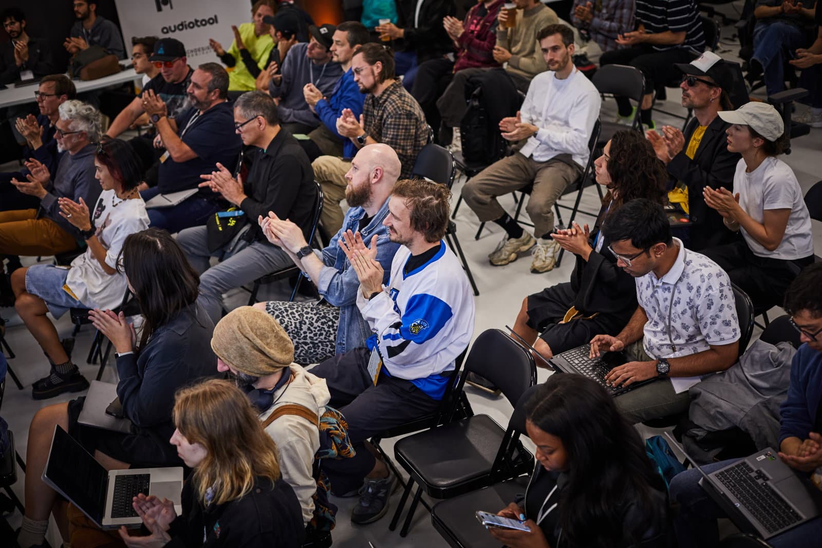 Sponsors and participants at a Music Hackspace hackathon