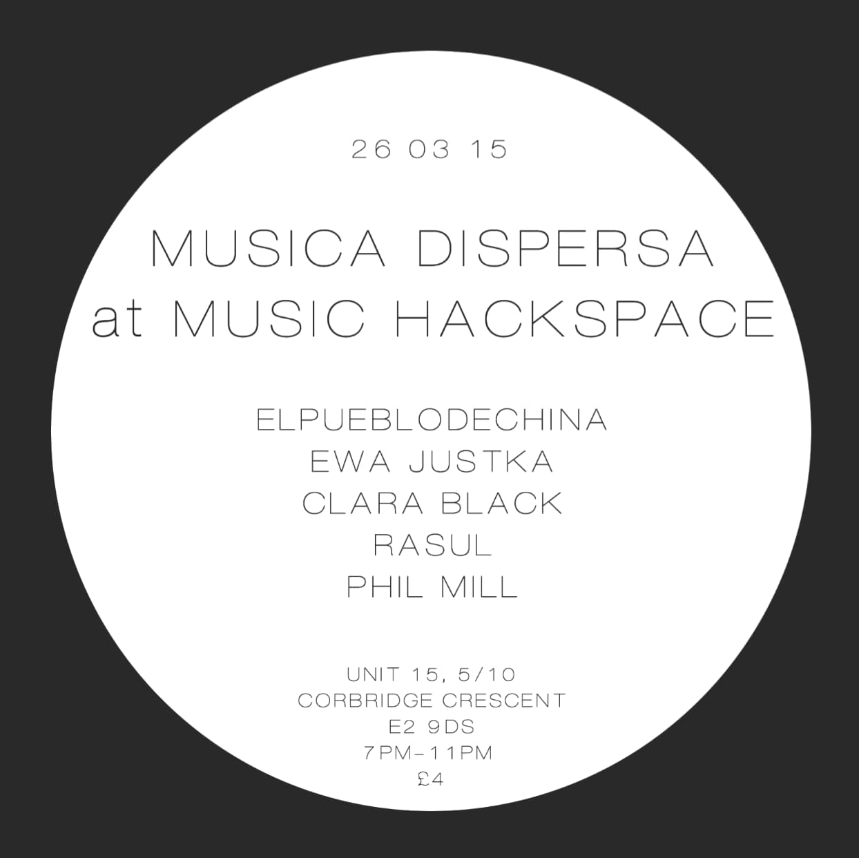 Musica Dispersa at Music Hackspace, March 26