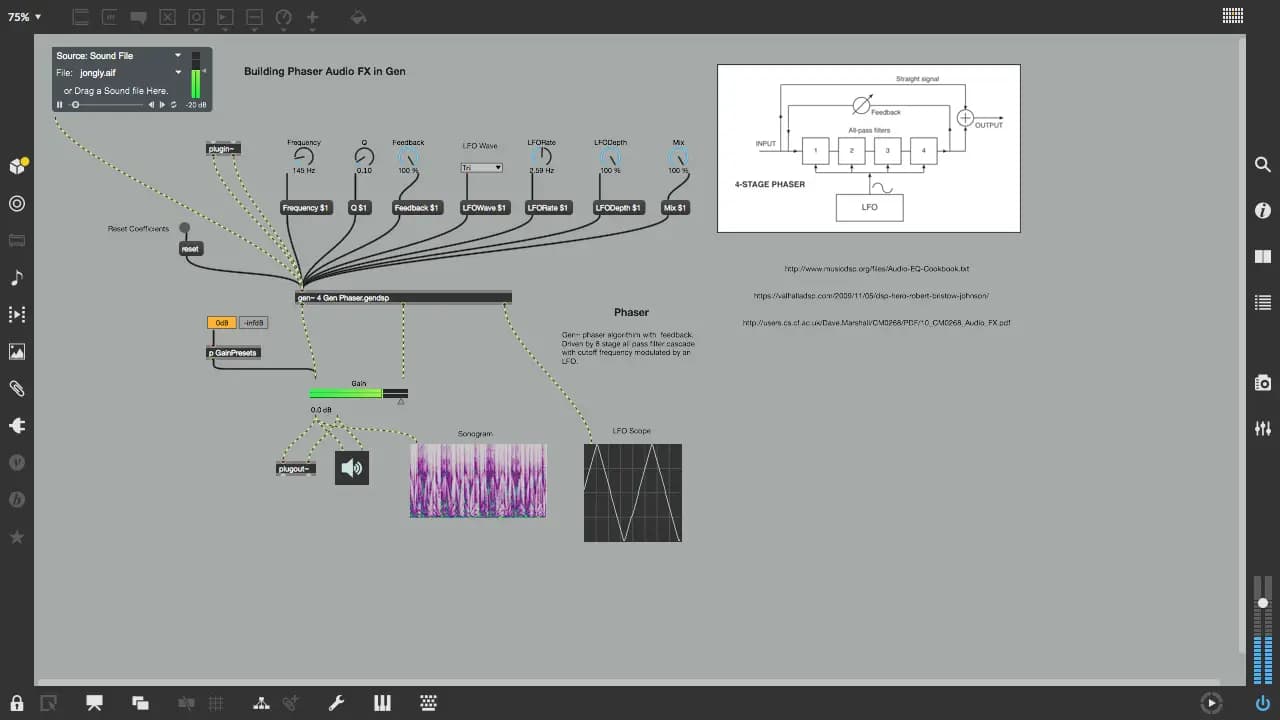 Building phaser audio effects in Gen hero