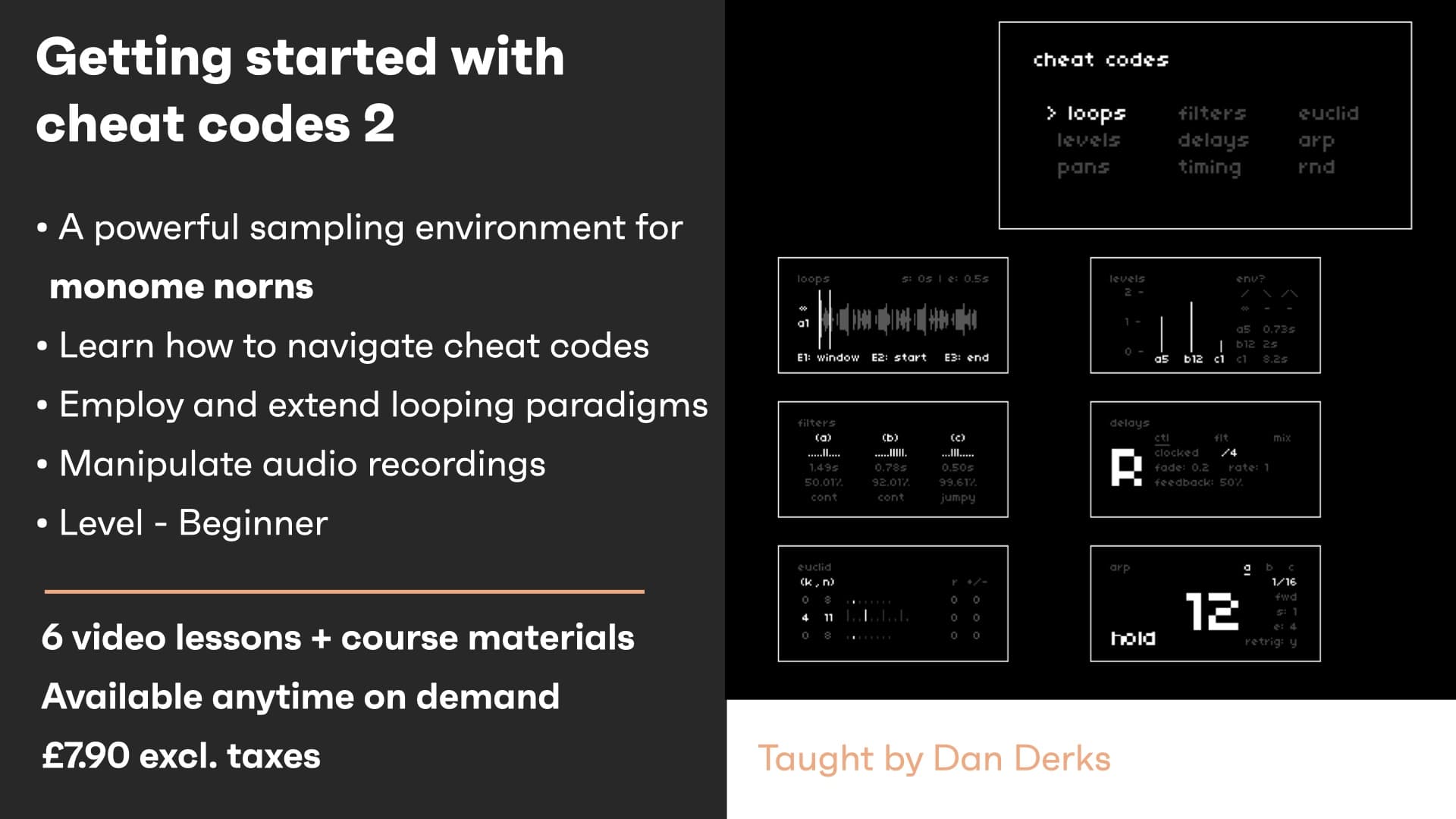 Getting started with cheat codes 2: A sample playground for monome norns - On demand hero